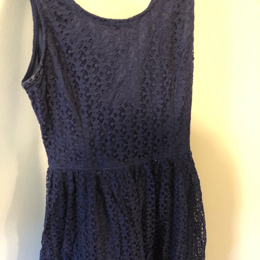 Navy Blue Lace Skater Dress